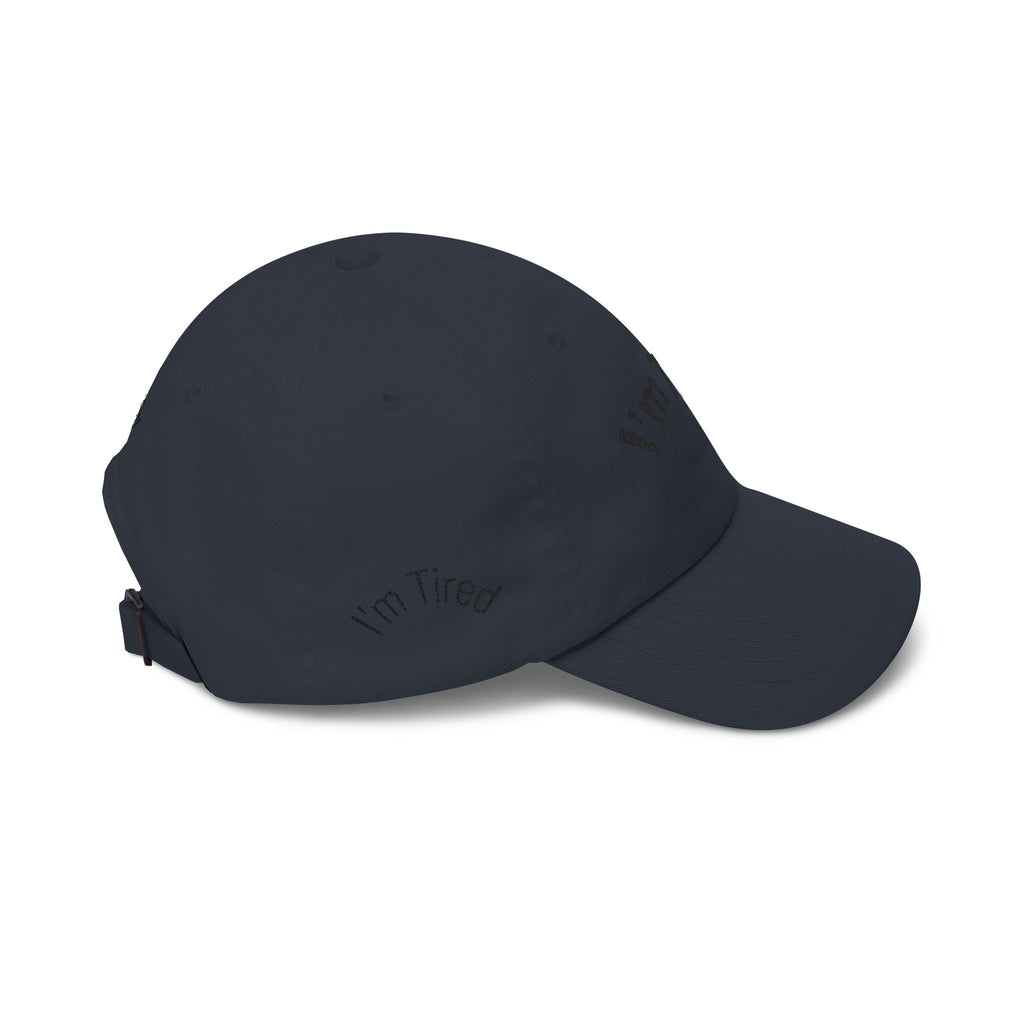 I'm Tired Dad Cap – Minimal Embroidered White Baseball Hat