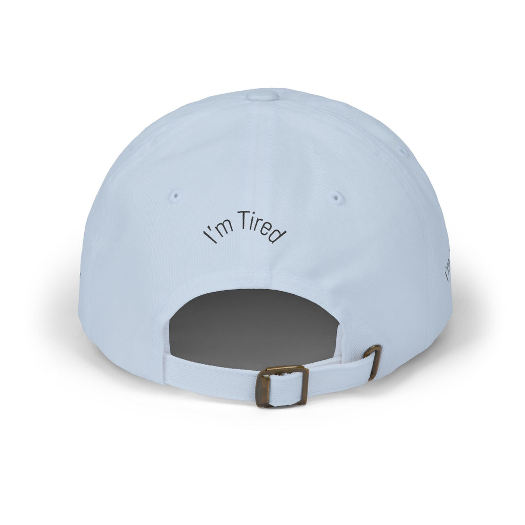 I'm Tired Dad Cap – Minimal Embroidered White Baseball Hat