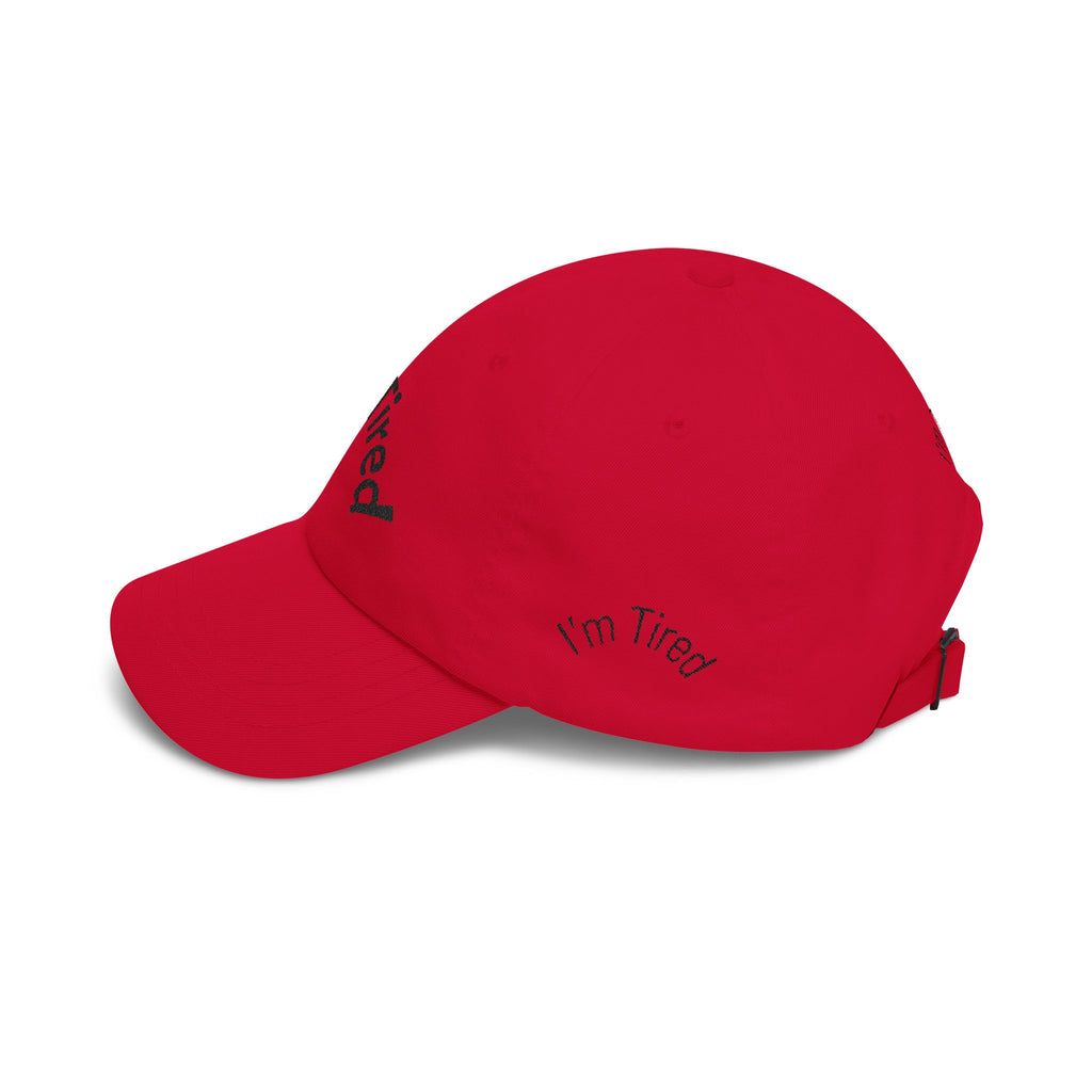 I'm Tired Dad Cap – Minimal Embroidered White Baseball Hat