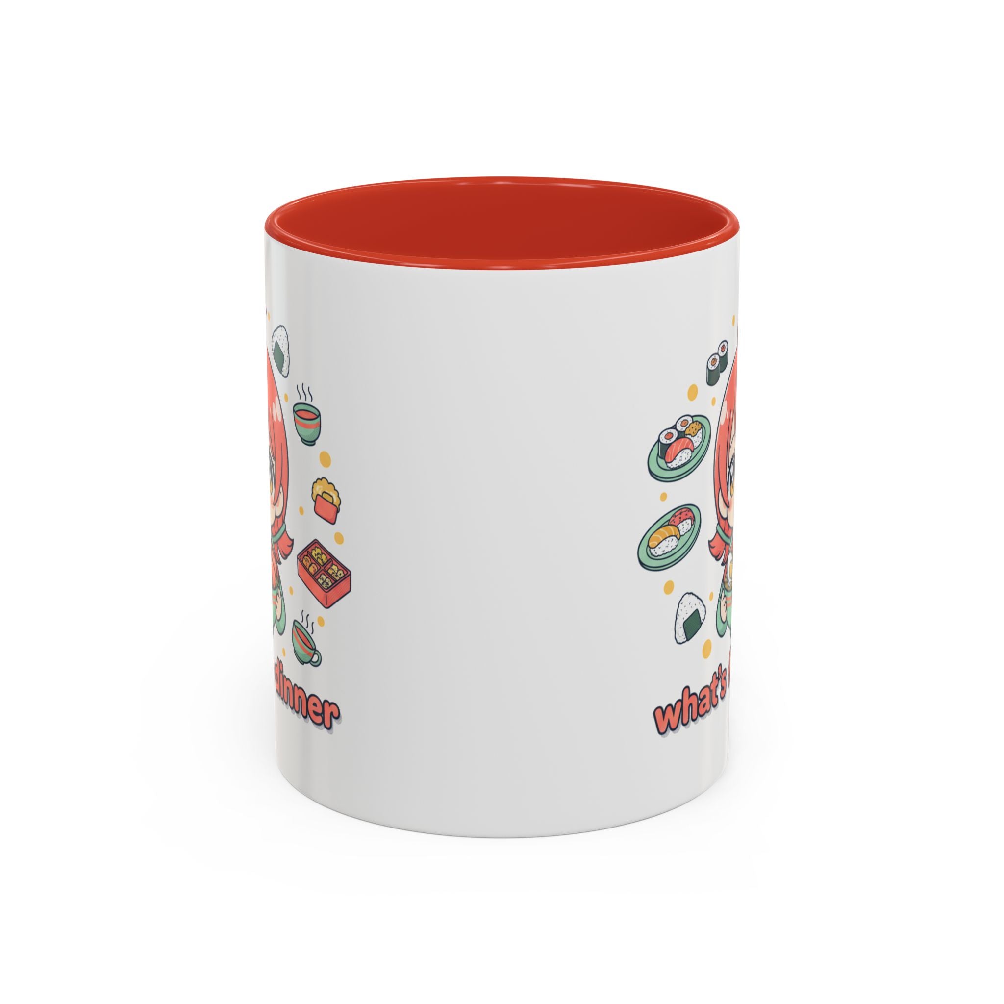 Anime Girl Ramen Mug — "What's for Dinner" Cute Kawaii Coffee Cup (11/15oz)