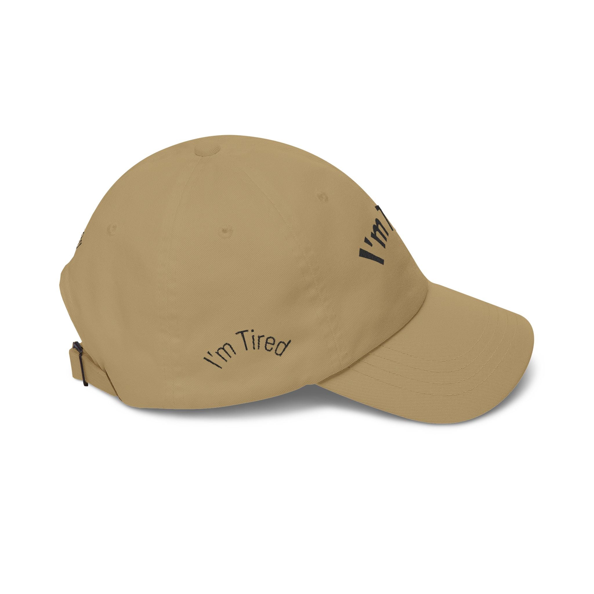 I'm Tired Dad Cap – Minimal Embroidered White Baseball Hat