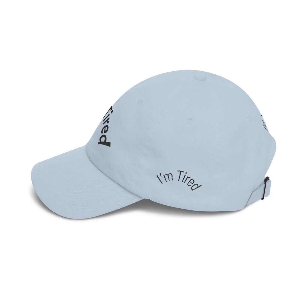 I'm Tired Dad Cap – Minimal Embroidered White Baseball Hat