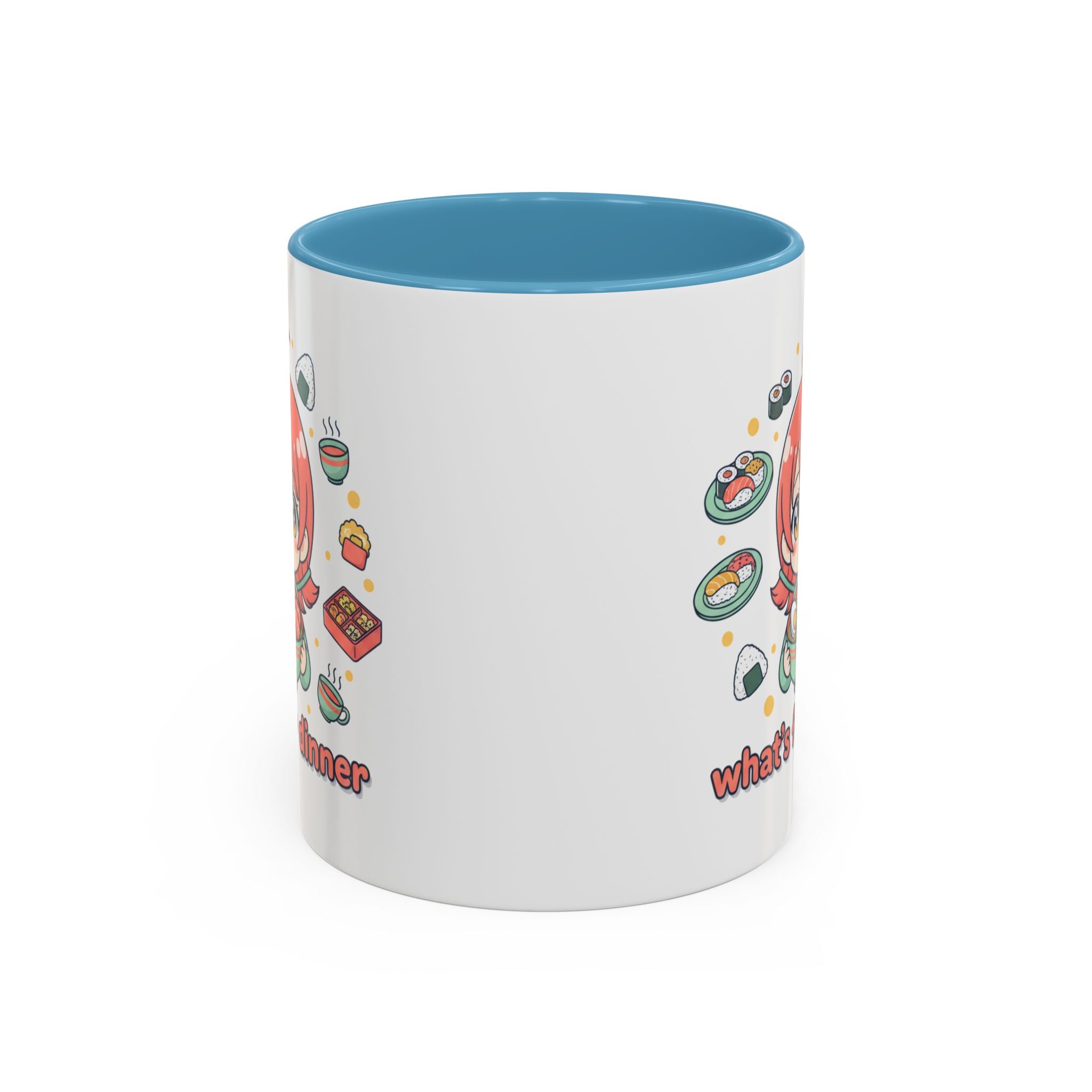 Anime Girl Ramen Mug — "What's for Dinner" Cute Kawaii Coffee Cup (11/15oz)