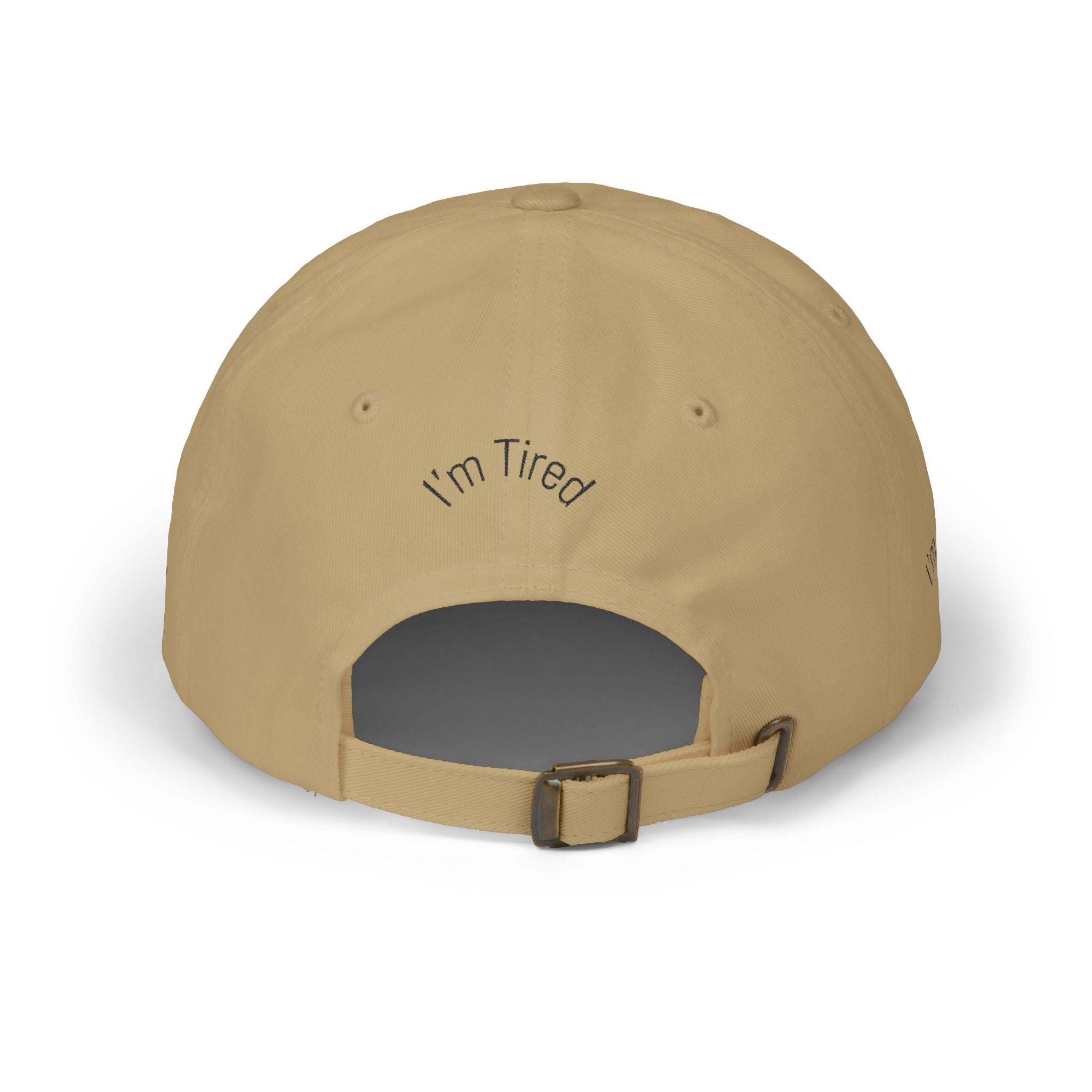 I'm Tired Dad Cap – Minimal Embroidered White Baseball Hat