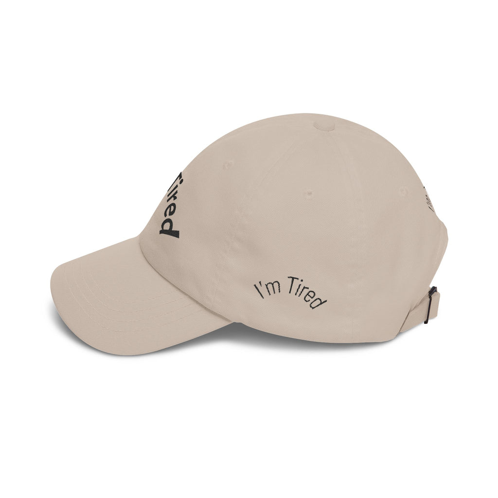 I'm Tired Dad Cap – Minimal Embroidered White Baseball Hat