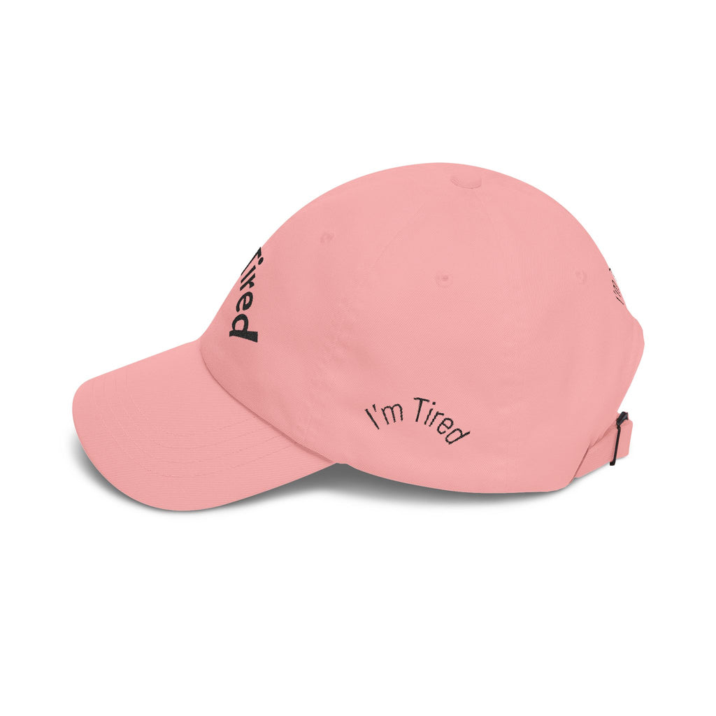 I'm Tired Dad Cap – Minimal Embroidered White Baseball Hat