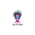 Glitched Neon Visage Kiss-Cut Stickers | Fractal Glitch Art, Chromatic Aberration
