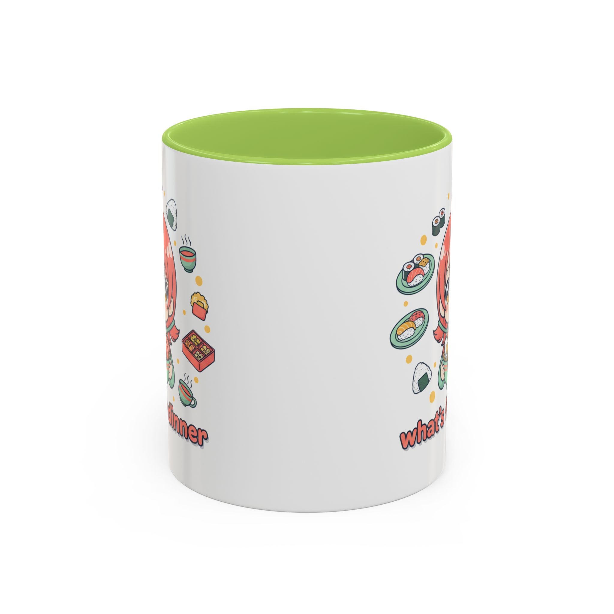 Anime Girl Ramen Mug — "What's for Dinner" Cute Kawaii Coffee Cup (11/15oz)