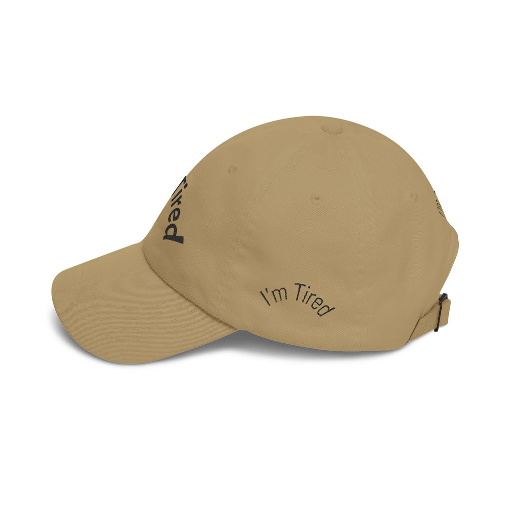 I'm Tired Dad Cap – Minimal Embroidered White Baseball Hat
