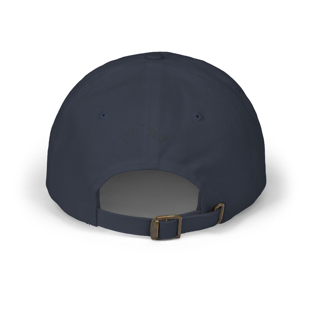 I'm Tired Dad Cap – Minimal Embroidered White Baseball Hat