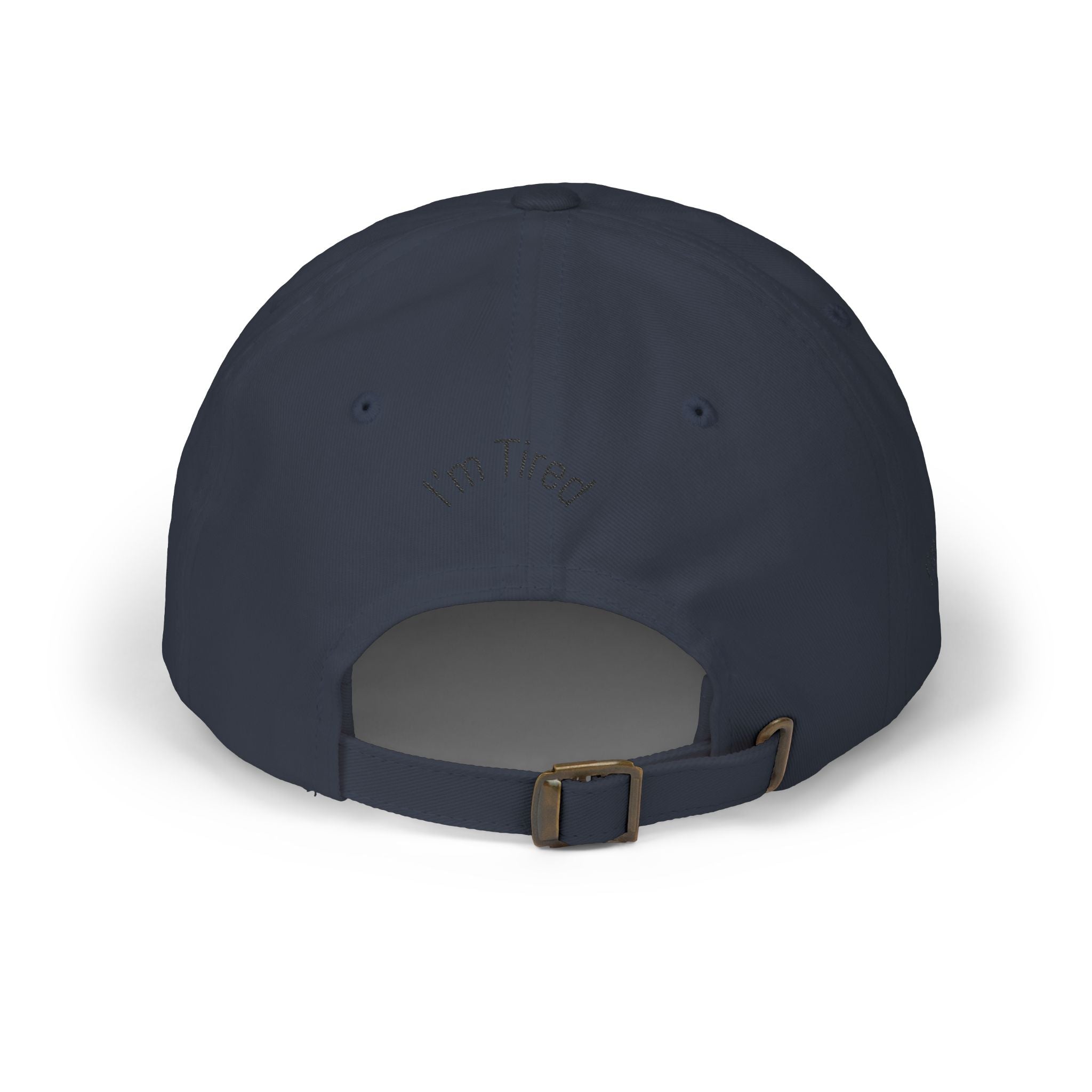 I'm Tired Dad Cap – Minimal Embroidered White Baseball Hat
