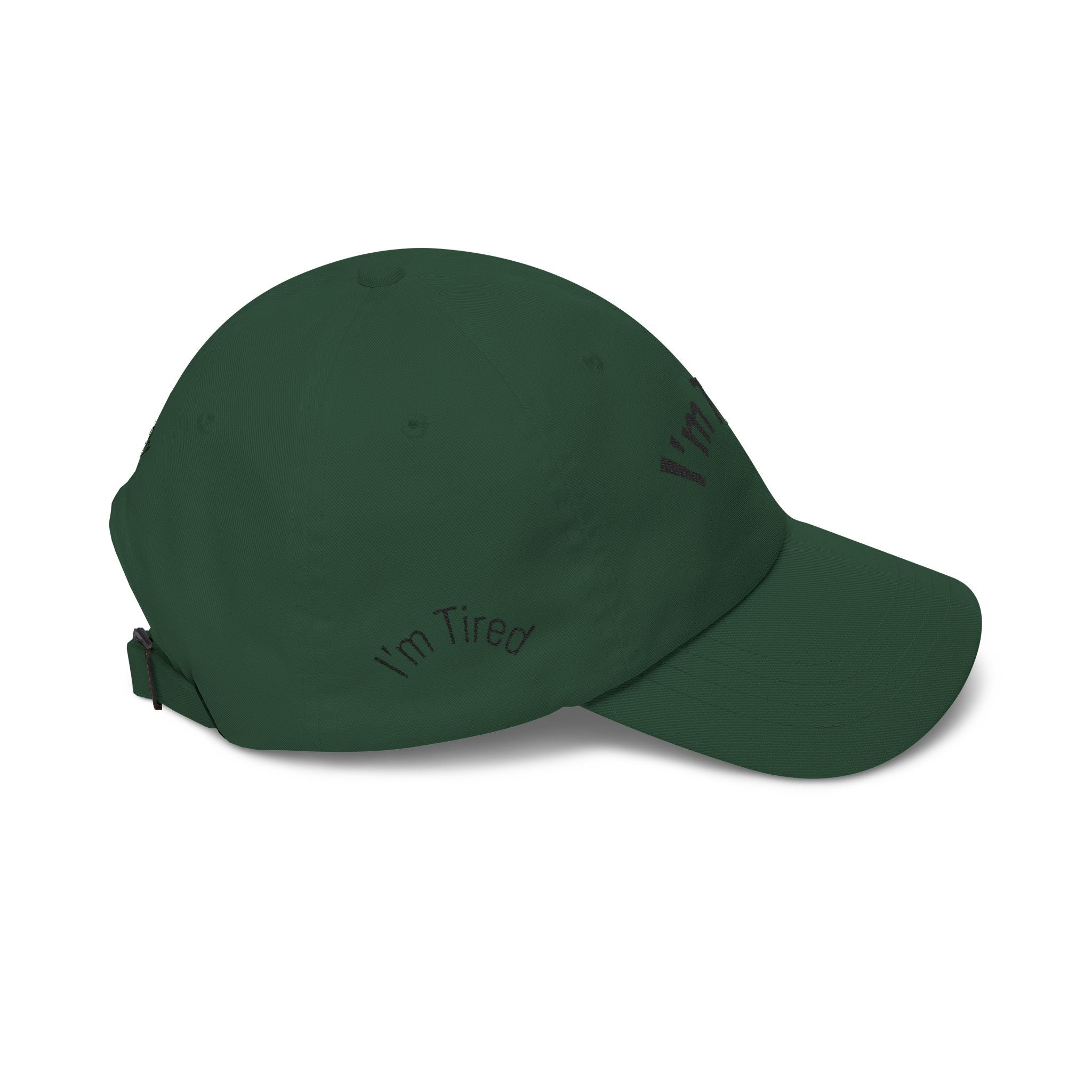 I'm Tired Dad Cap – Minimal Embroidered White Baseball Hat