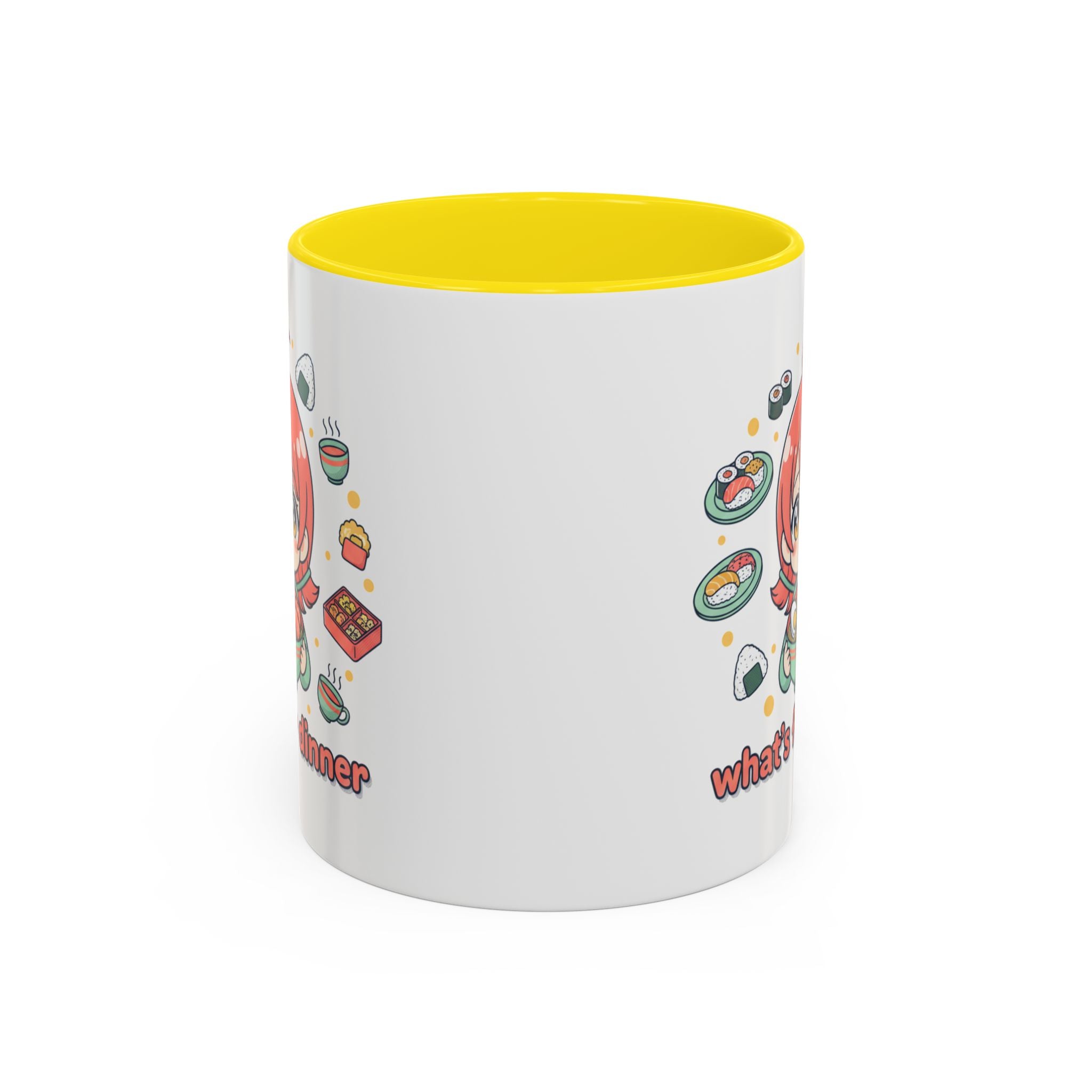 Anime Girl Ramen Mug — "What's for Dinner" Cute Kawaii Coffee Cup (11/15oz)
