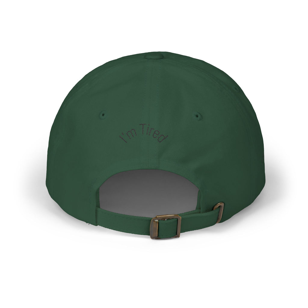 I'm Tired Dad Cap – Minimal Embroidered White Baseball Hat