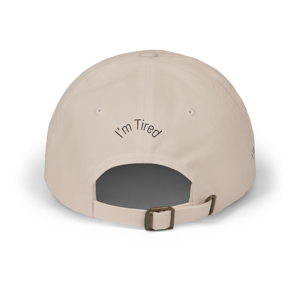 I'm Tired Dad Cap – Minimal Embroidered White Baseball Hat