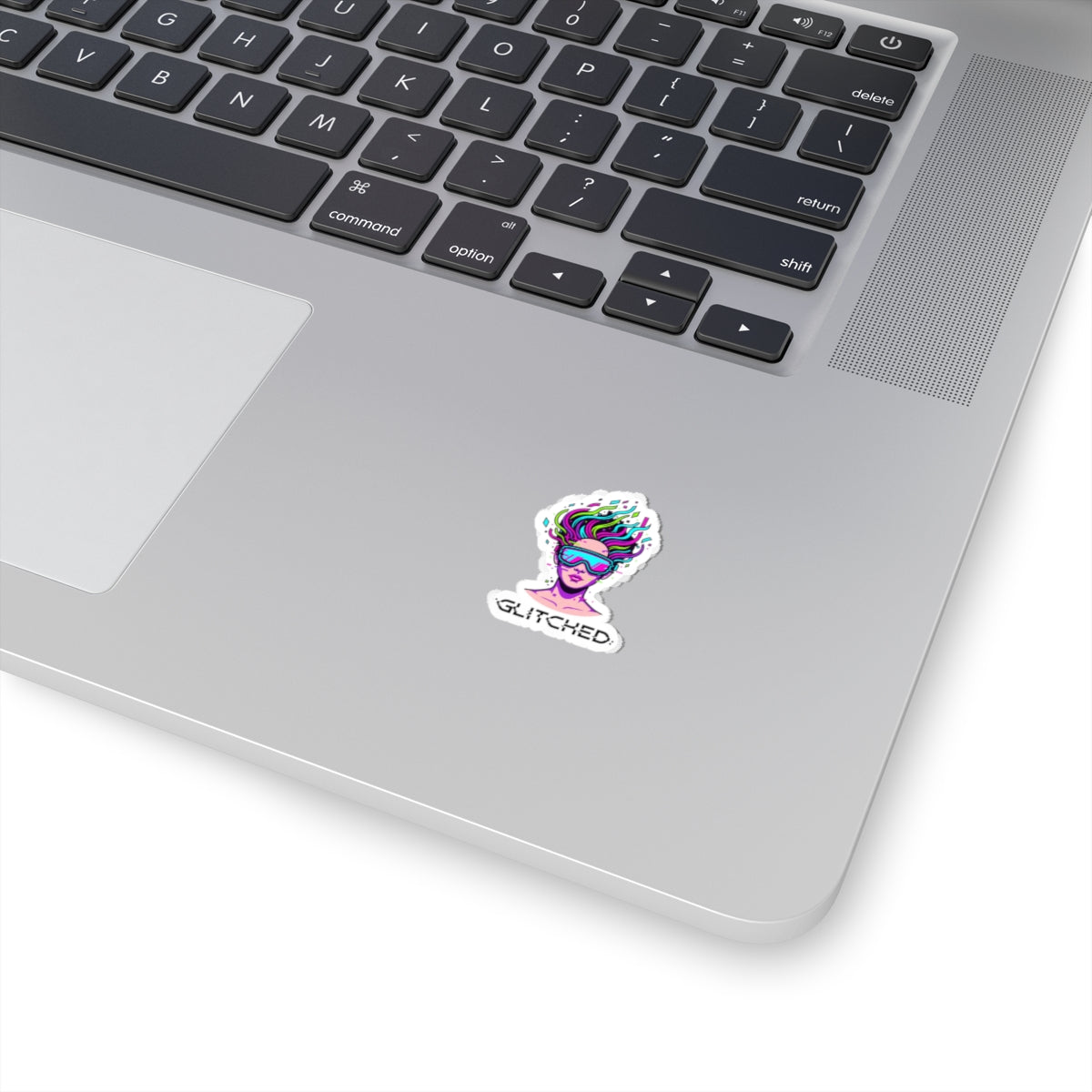Glitched Neon Visage Kiss-Cut Stickers | Fractal Glitch Art, Chromatic Aberration