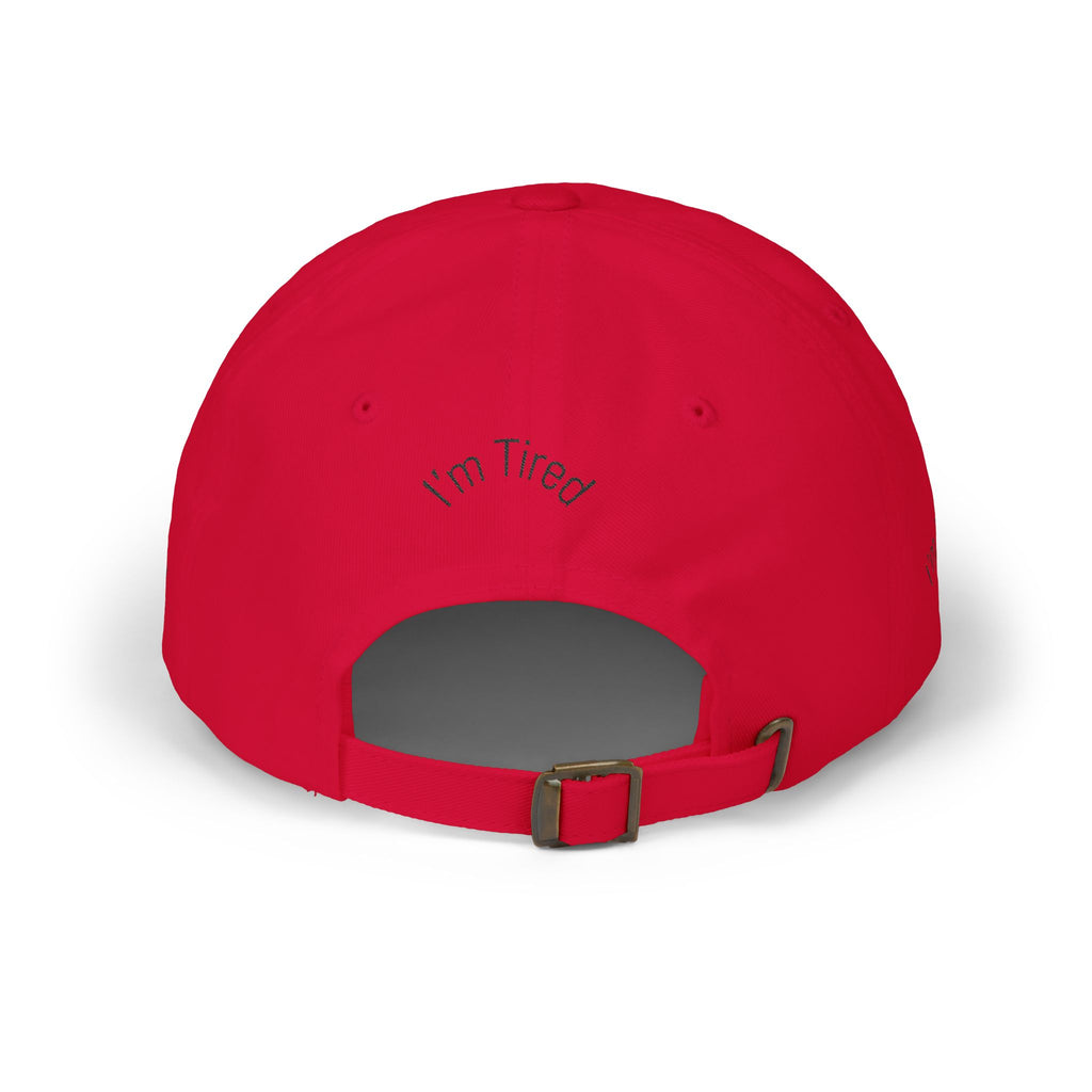 I'm Tired Dad Cap – Minimal Embroidered White Baseball Hat
