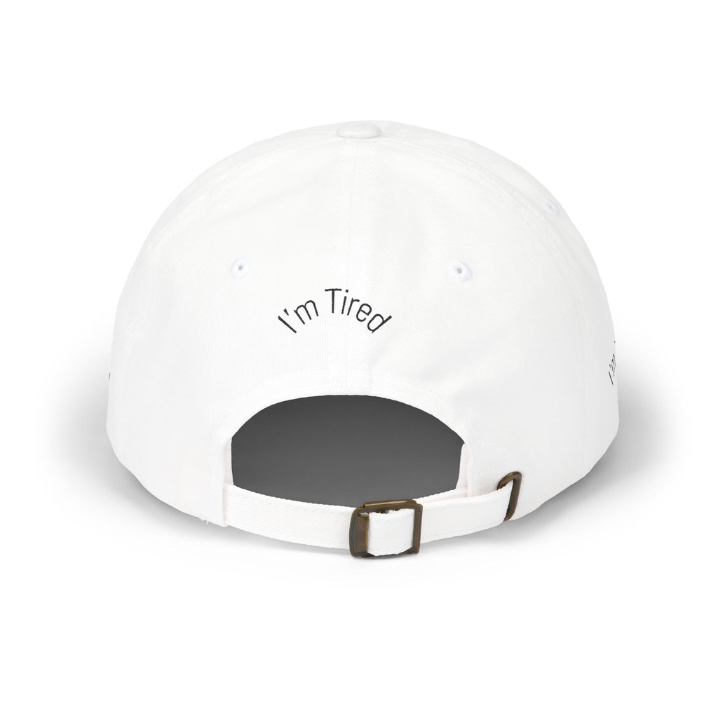 I'm Tired Dad Cap – Minimal Embroidered White Baseball Hat