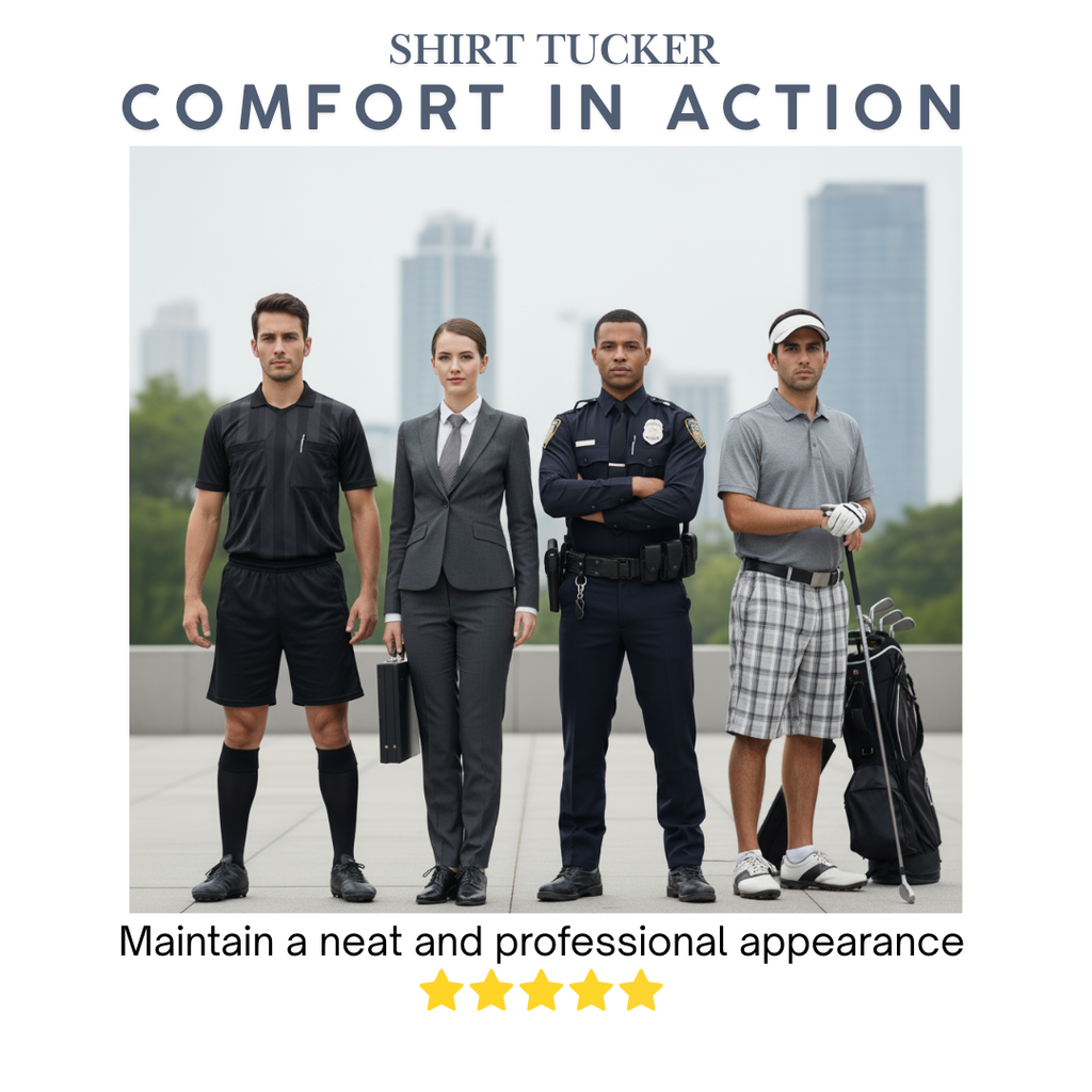 Shirt Tucker Rubber Belt - Adjustable Shirt Stays for Men and Women - Non-Slip, Consistent Hold For Sports, Events, and Law Enforcement - For Neat Appearance  adjustable to fit 22" to 46" sizes)