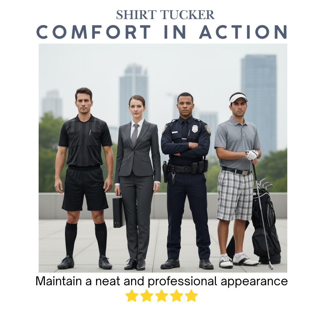 Shirt Tucker Rubber Belt - Adjustable Shirt Stays for Men and Women - Non-Slip, Consistent Hold For Sports, Events, and Law Enforcement - For Neat Appearance  adjustable to fit 22" to 46" sizes)