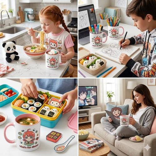 Anime Girl Ramen Mug — "What's for Dinner" Cute Kawaii Coffee Cup (11/15oz)